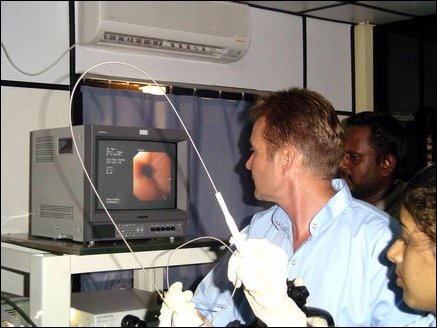 Norwegian gastro-enterologist Per Arthur Johansson visited Dr Ponnampalam hospital and trained nurses and doctors on the use of equipment and diagnostic techniques. 