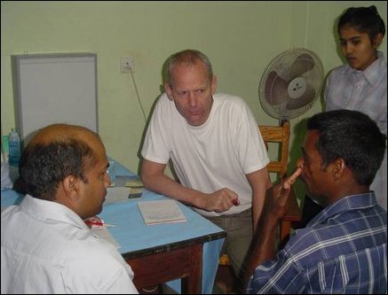 Norwegian plastic surgeon, Dr Louis de Weerd, talking to a patient on the needs for performing a plastic surgery to correct facial deformity. 