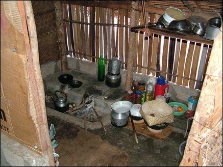 Kitchen part of the temporary hut