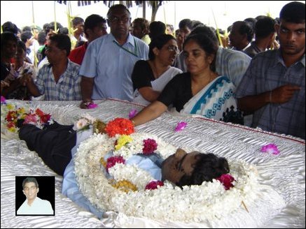 Funeral home of  Thangathurai Sivanantha, an engineering student from Moratuwa University