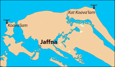 Location of Koava'lam and Kat Koava'lam in Jaffna