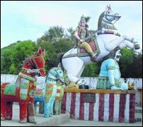 Aiyanaar, riding a horse