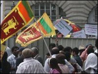 Protest in London against Rajapaksa