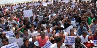 Protest at Marina Beach in Chennai