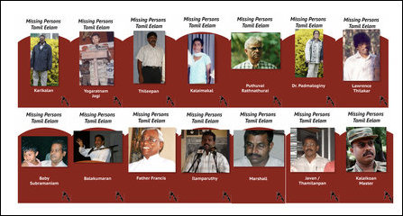 Some of the key persons among the Eezham Tamils subjected to enforced disappearances at the hands of